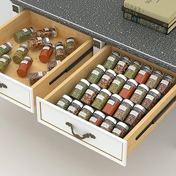 Amazon.com: NIUBEE Adjustable Expandable Acrylic Spice Rack Tray - 4 Tier Spice Drawer Organizer for Kitchen Cabinets,2 Pack Black : Home & Kitchen Spice Rack Tray, Spice Drawer Organizer, Spice Organization Drawer, Kitchen Drawer Organizers, Spice Holder, Seasoning Bottle, Kitchen Spice Racks, Spice Drawer, Spice Rack Organiser