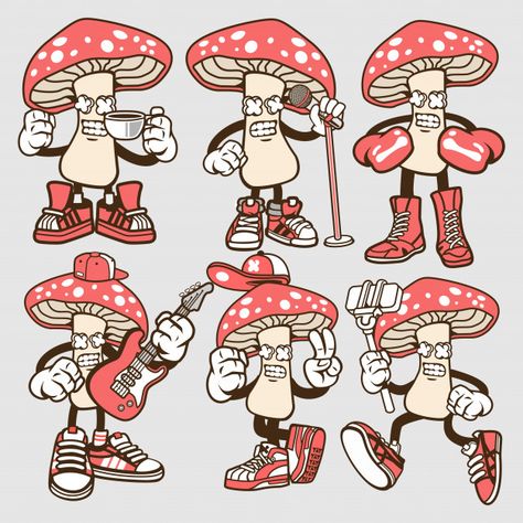 Mushroom Cartoon Character, Mushroom Cartoon Drawing, Mushroom Cartoon, Mushroom Character, Mushroom People, Cartoon Mushroom, College Projects, Graffiti Writing, Modern Wall Decor Art