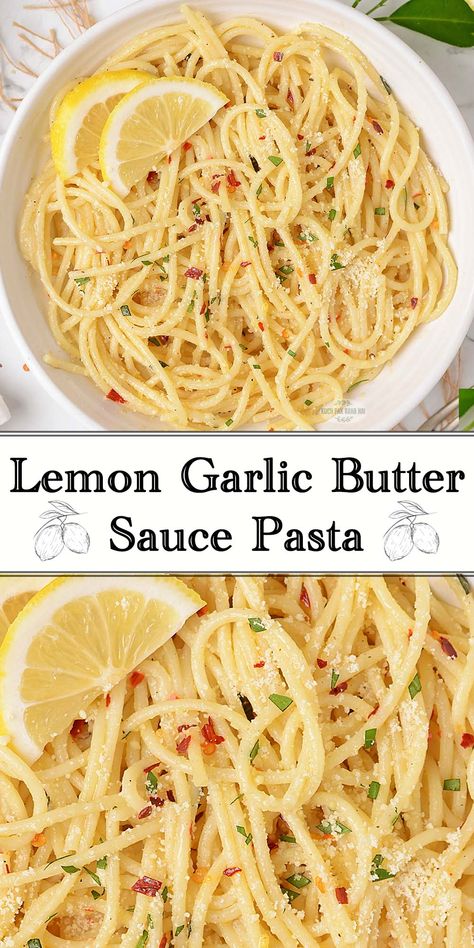 Lemon Garlic Butter Pasta Butter And Oil Pasta, Vegan Garlic Butter Pasta, Basil Garlic Pasta, Butter Garlic Noodles, Lemon Butter Pasta, Lemon Pesto Pasta, Garlic Rice Recipes, Garlic Butter Pasta, Lemon Garlic Butter Sauce