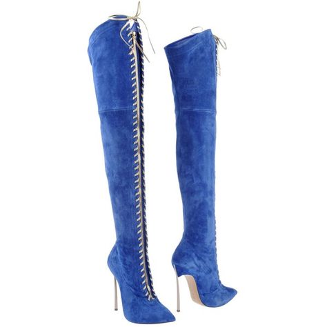 CASADEI Boots ($1,046) ❤ liked on Polyvore Blue Thigh High Boots, Blue Knee High Boots, Casadei Boots, Above Knee Boots, Leather Thigh Boots, Real Leather Boots, Shoes Boots Heels, Leather Thigh High Boots, Leather Sole Shoes