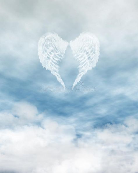 Angel Wings Background, Clouds Tattoo, Angel Wings Png, Cloudy Blue Sky, Angel Clouds, Happy Birthday In Heaven, Feather Angel Wings, Birthday In Heaven, Cloud Tattoo