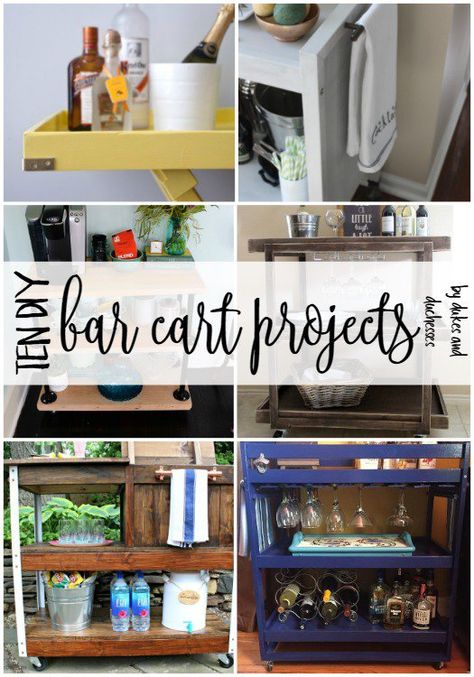 10 DIY bar cart projects Diy Bar Cart Repurposed, Build A Bar Cart, Unique Bar Cart, Build A Bar, Diy Giveaway, Diy Bar Cart, Outdoor Grilling, Diy Projects For Beginners, Ice Chest