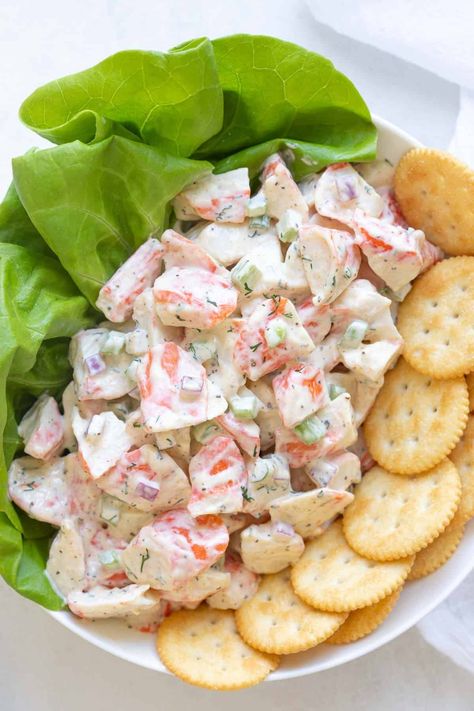 Imitation Crab Salad | The Blond Cook Mock Crab Salad, Imation Crab Meat Recipe, Easy Crab Salad Recipe, Easy Crab Salad Simple, Fake Crab Salad, Healthy Imitated Crab Recipes, Immitation Crab Salad, Seafood Salad Recipe With Crab, Imitatation Crab Salad Recipe