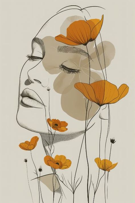 Herbal Logo Design, Flower Woman, Hair Vector, Flower Face, Fleurs Diy, Abstract Wallpaper Backgrounds, Art Painting Gallery, Abstract Face, Sunset Art