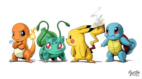 Pokemon Group by mysticalpha on DeviantArt Drawing Group, Pikachu Tattoo, Pokemon Sketch, Pokemon Starters, Pokemon Tattoo, Pokemon Party, Pokemon Birthday, Pokémon Master, Cute Pokemon Wallpaper