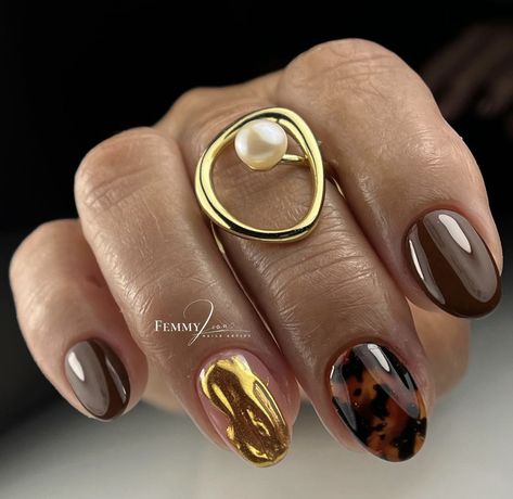 Purple Tortoise Shell Nails, Orange Tortoise Shell Nails, Toirtoshell Nails, Carey Nails, Shellac Nails Fall, Pumpkin Spice Everything, Short Gel Nails, Fall Nail Art Designs, Short Nails Art