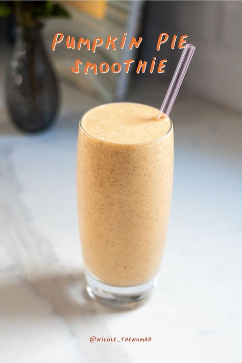 Pumpkin Pie Smoothie Vegan Pumpkin Pie Smoothie, Pumpkin Pie Smoothie, Vegan Pumpkin Pie, Post Workout Snacks, Workout Snacks, Easy Smoothies, Vegan Pumpkin, Smoothie Ingredients, Vanilla Protein Powder