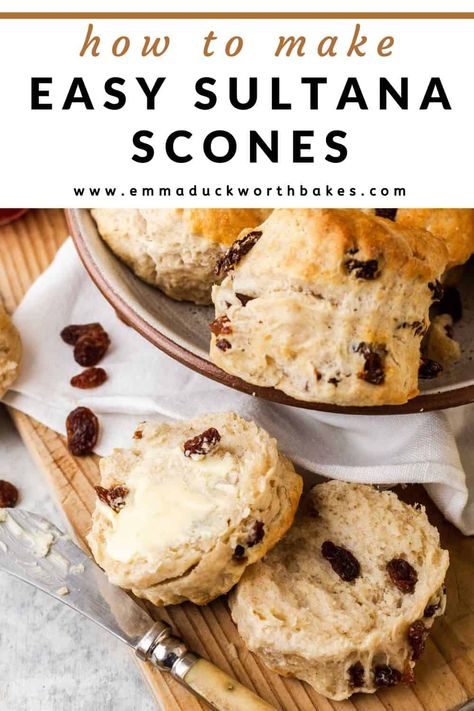 Easy Sultana Scone Recipe Sultana Scones, Raisin Scones, How To Make Scones, Scone Mix, Fruit Scones, Chocolate Granola, Scones Recipe, Golden Raisins, Homemade Donuts