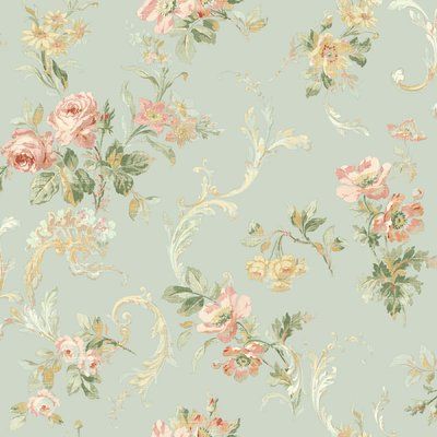 Casabella II Tropical 27' x 27" Floral and Botanical Wallpaper Floral Print Wallpaper, Pink Floral Wallpaper, Cottage Wallpaper, Brewster Wallpaper, Brewster Wallcovering, Wall Flowers, Romantic Wallpaper, Wallpaper Stores, Victorian Wallpaper