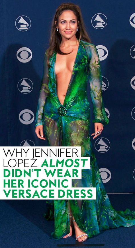 Why #JenniferLopez almost didn't wear her iconic #Versace dress. #redcarpet #redcarpetfashion #fashion #jlo #jlofashion Jennifer Lopez Versace Dress, Jlo Dress, J Lo Fashion, Grammy Dresses, Versace Gown, Geri Halliwell, Met Ball, Best Red Carpet Looks, Dress History