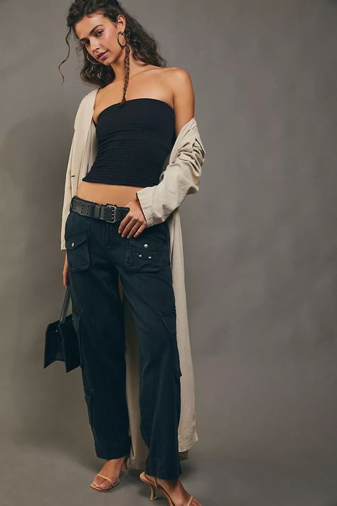 Tahiti Cargo Pants | Free People Free People Tahiti Cargo Pants, Cargo Pants Black, Oversized Pockets, Utility Style, 90s Fashion Outfits, Utility Pants, Date Outfits, Main Character, Fit Inspo