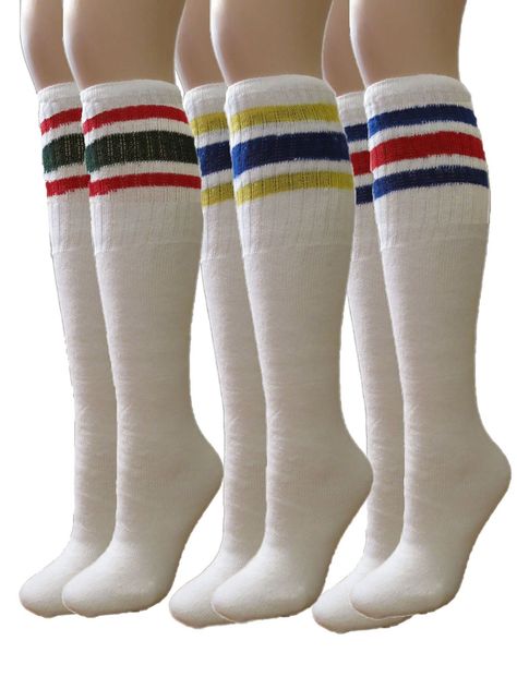 80s Socks, School Pattern, Striped Tube Socks, Women Socks Fashion, 80s Women, Treat Ideas, Sock Packs, Over The Knee Socks, Women's Socks