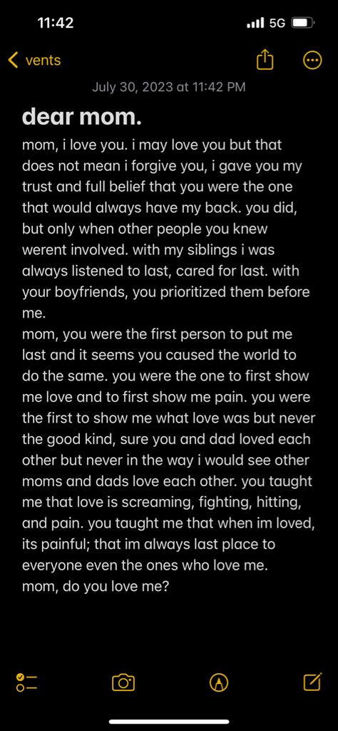 a small vent i wrote about my mom Vents About Parents, Bad Relationship With Mom, Mom Issues Vent, Mom Issues Quotes, Parent Vent, I Want My Mom, Mommy Problems, Mom Problems, Mothers Love Quotes