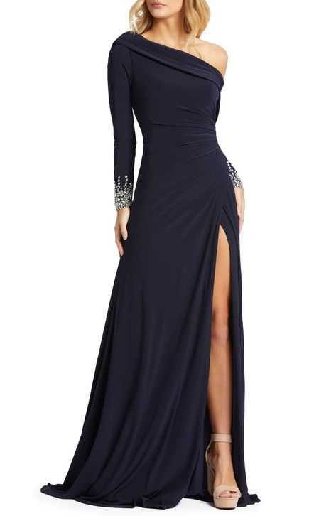 Evening Gowns With Sleeves, Mother Of The Bride Dresses Long, Long Sleeve Evening Gowns, Mother Of The Bride Gown, Formal Dresses With Sleeves, Mother Of Groom Dresses, Mac Duggal Dresses, Trumpet Gown, Mob Dresses