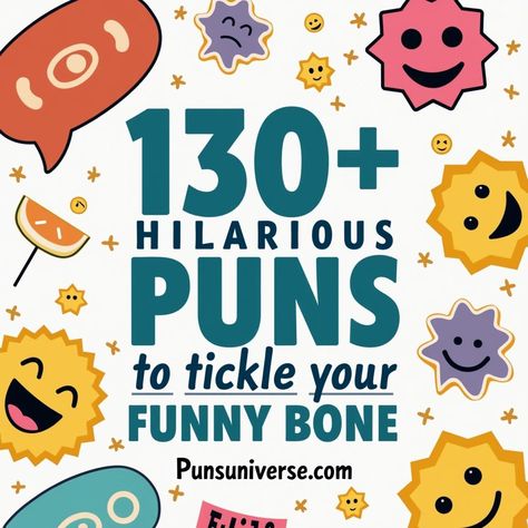 Get ready to laugh out loud with our collection of 130+ hilarious puns that are sure to tickle your funny bone! These wordplay wonders will have you groaning and chuckling in equal measure! Perfect for sharing with friends or brightening up your day. Dive into the pun-derful world of humor! 🤪✨ #puns #funny #humor #wordplay #laughter #comedy #jokes #funnypuns #punny Funny Puns Hilarious, Pun Motivation, Dry Jokes Puns, Rock Puns Funny, Play On Words Puns, Autumn Puns, Witch Puns, Funny Pun Memes Hilarious, Horse Puns