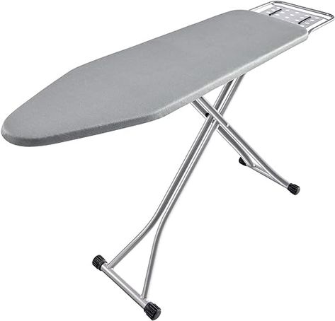 BKTD Ironing Board, Heat Resistant Cover Iron Board with Steam Iron Rest, Non-Slip Foldable Ironing Stand. Heavy Sturdy Metal Frame Legs Iron Stand(13 * 34 * 53 Inches) (Silver Gray) Ironing Station, Iron Rest, Iron Steamer, Ironing Board Covers, Rest Area, Ironing Board, Steam Iron, Space Saving Storage, Storage Design