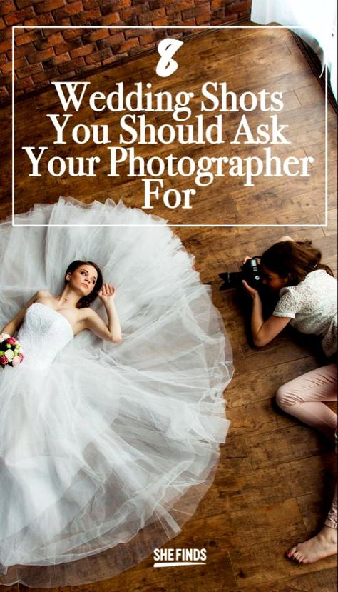 As you prepare for the biggest day of your life, make sure your photographer captures these seven special moments! Read more, on SHEfinds.com #wedding Wedding Dress Poses The Bride, Wedding Photo With All Guests, Wedding Photography Special Moments, Before Wedding Photoshoot, Diy Wedding Pictures, Wedding Bride Getting Ready Photo Ideas, Best Wedding Pictures Ideas, Different Wedding Photos, Bride Preparation Photos Ideas