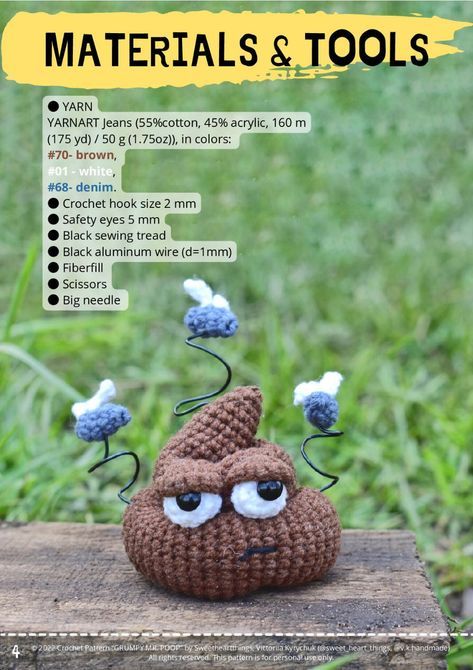 Crochet pattern | December 2022 Grumpy Mr.PooP Poop Emoji Crochet Pattern Free, Crochet Poop, Crochet Beer, Crochet Craft Fair, Emoji Patterns, Crochet Skull, Crochet Dog Patterns, Crochet Eyes, Crochet Halloween