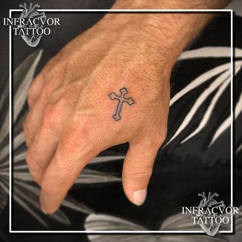 A client of mine wanted a cross on his hand. Here is the result. A classic. Hand Cross Tattoo, Cross Tattoo On Hand, Tattoos Hand, Tattoo On Hand, Man Hand, Cross Tattoos, Male Hands, Cross Tattoo, A Cross