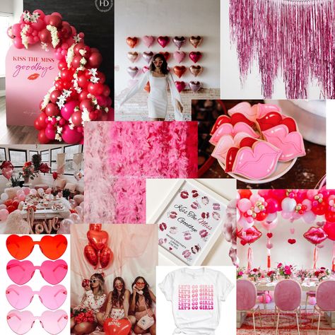 Cupid Themed Bachelorette, Xoxo Bridal Shower Theme, Love Is Sweet Bachelorette Party, Cupid Theme Bachelorette Party, Pink Red Bachelorette, Xoxo Bachelorette Party, Pink And Red Party Aesthetic, Heart Themed Bachelorette Party, Drink In Love Bachelorette