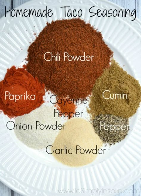 Making homemade taco seasoning is so easy and so much healthier too. Mix it up with spices that you probably have already in your house. Homemade Taco Seasoning Recipe, Taco Seasoning Recipe, Chili Seasoning, Low Sodium Recipes, Homemade Spices, Homemade Seasonings, Homemade Tacos, Homemade Taco Seasoning, Seasoning Recipes