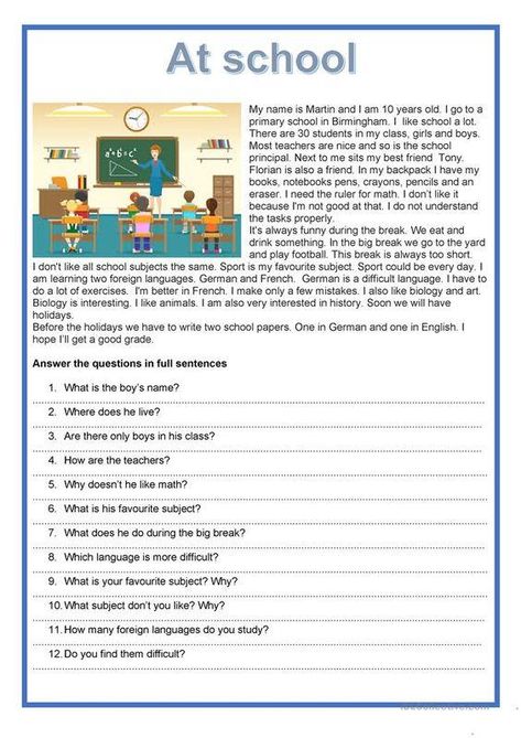 Esl Reading Comprehension, Reading Comprehension Texts, Writing Comprehension, Reading Comprehension For Kids, Esl Reading, Reading Comprehension Lessons, Reading For Beginners, Easy English, English Phonics