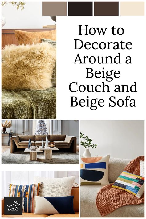 Revitalize your living space by decorating around a beige couch. Our tips focus on adding vibrant throw pillows and textured blankets to introduce color and depth. Consider complementing the couch with bold accent chairs, a colorful rug, or statement art pieces. These ideas aim to enhance the neutrality of a beige couch, creating a warm and inviting atmosphere in your living room. Pillow Colors For Beige Couch, Fun Living Room Colors, Rugs For Beige Couch, Beige Couch Decor, Sofa Cushion Ideas, Beige Sofa Decor, Beige Couch Living Room, Beige Sofa Living Room, Fun Living Room