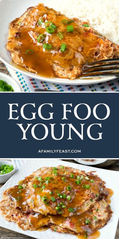 Egg Foo Young is a Chinese egg omelet loaded with chopped vegetables and meat of your choice. Serve it with a flavorful brown gravy on top! Chinese Food Recipes, Chopped Vegetables, Chinese Bbq Pork, Homemade Chinese Food, Chinese Chicken Recipes, Chinese Egg, Egg Omelet, Authentic Chinese Recipes, Mapo Tofu