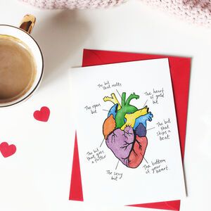 Funny Valentine's Cards | notonthehighstreet.com Heart Bit, Heart Diagram, Funny Valentines Cards, Funniest Valentines Cards, Studio Cards, Heart Card, Cute Card, Anatomical Heart, Valentine Card