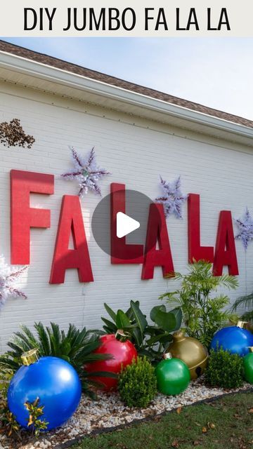 Greg Navage on Instagram: "Sing it loud with this jumbo FA LA LA display. Also good for sending messages to your HOA 👊

**Comment Falala and we’ll send you the link for free printable 40” and 46” letter templates!**

 #christmas #christmas2023 #christmascrafts #christmasdiy #diychristmas #christmasiscoming #holidaycrafts #christmasdecor #christmasdecorating #christmasdecorations

Video Description: how to make jumbo letters from foam, foam Christmas decorations, outdoor Christmas decorations, how to make a falala sign, Christmas decorations diy ideas" Foam Board Christmas Decorations, Foam Christmas Decorations, Diy Christmas Mantel Decor, Diy Outdoor Christmas Decor, Jumbo Letters, Christmas Decorations Outdoor, Christmas Decorations Diy, Diy Christmas Decor, Foam Letters