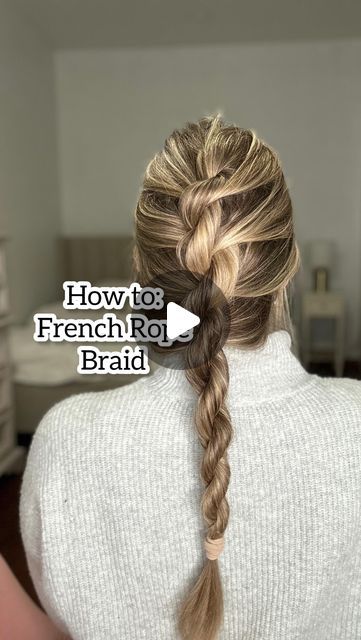 Lainey Ostrom on Instagram: "French rope braid! This one is easy once you get the hang of it. There are endless possibilities with rope braids 😍❤️ - #ropebraid #ropebraids #frenchropebraid #frenchbraidstyle #longhairbraid #braidedhairstyle #hairreelsofinsta #longhairtutorial #finehairstyles" How To Do A Loose French Braid, Fluffy Side Braid, French Rope Braid Tutorial, Rope Braids Hairstyles, How To Do A Twist Braid, Rope Braid Curls, Single Dutch Braid, Rope Hairstyles, French Rope Braid