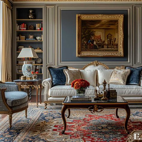 Exploring the Charm of New Vintage French Interior Trends • 333+ Inspiring Lifestyle Ideas Vintage French Interior Design, French Interior Design Parisian Style, French Chateau Interiors, French Interior Style, French Living Room Decor, Minimalist Fireplace, Salas Living Room, Inspiring Lifestyle, Chateaux Interiors