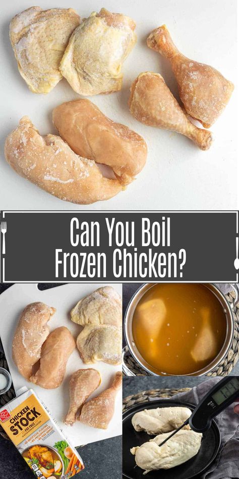 Boiling Frozen Chicken Breast, Boil Frozen Chicken, Chicken From Frozen, Thawing Chicken, Boiled Chicken And Rice, Boiled Chicken Recipes, Frozen Chicken Recipes, Frozen Chicken Wings, Boiled Chicken Breast