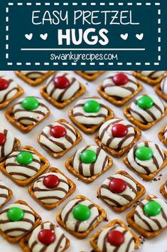 Christmas Pretzel Hugs - Swanky Recipes Christmas Pretzel Hugs, Pretzel Hugs, Christmas Pretzel, Christmas Snacks Easy, Christmas Recipes For Kids, Christmas Pretzels, Dessert To Make, Chewy Chocolate Cookies, Holiday Cookies Christmas