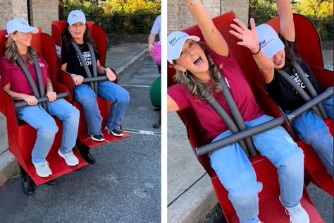 Sisters go viral for realistic roller coaster costume - Upworthy Diy Roller Coaster, Roller Coaster Costume, Best Snl Skits, Snl Skits, Kids Pop, First Person Writing, Pony Rides, Homemade Costumes, Women Writing