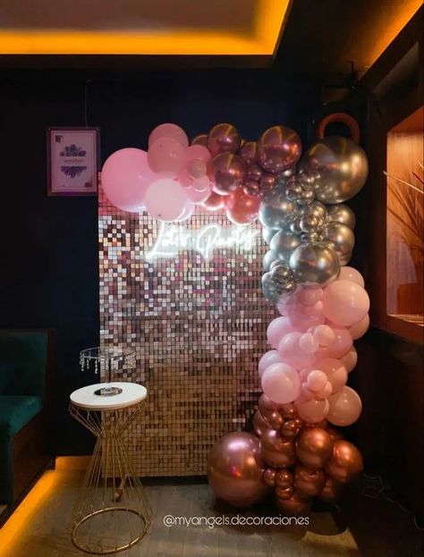 25th Birthday Parties, 21st Birthday Decorations, Shimmer Wall, Bday Party Theme, Glitter Party, 18th Birthday Party, Bday Girl, 25th Birthday, Pink Birthday