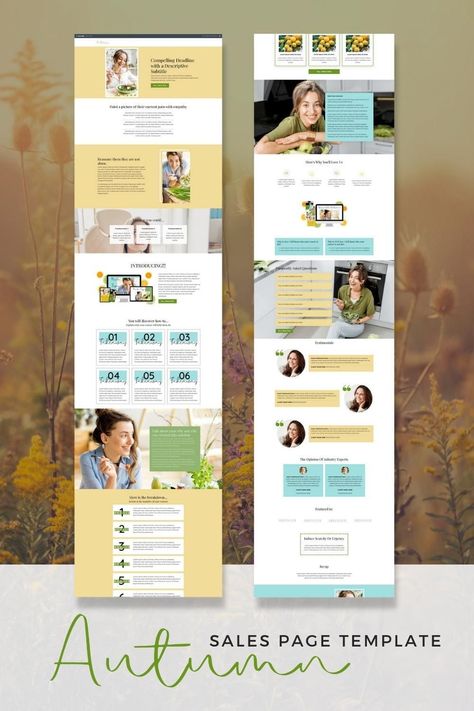 Check out this Autumn Theme Kajabi Sales Page design. This is for you if you need a structured beautiful and easy to use sales page template for Kajabi that gives the right structure, clean and ultra-readable, makes your offer tangible, builds trust, and got everything you need including setup tutorials and Canva templates. Get yours here! | Kajabi Website Templates Kajabi Website Template, Sales Page Design, Kajabi Website, Sales Page Template, Editable Birthday Cards, Unique Web Design, Best Landing Page Design, Modern Website Design, Shopify Website Design