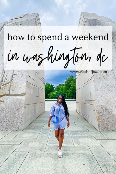 Planning a weekend DC trip in 2021? Read this girls' DC travel guide first for the best DMV activities, restaurants, and experiences, with a focus on Black businesses and culture from Dash of Jazz. #dashofjazzblog #washingtondcthingstodoin #washingstondctravel #washingtondcoutfitsummer #dcmonuments Traveling To Washington Dc Outfits, Washington Dc Sightseeing Outfit, Washington Dc Black Culture, Cute Outfits For Dc Trip, Weekend In Dc Outfits, Dc Weekend Trip Outfits, Dc Tourist Outfit, What To Wear In Dc Summer, Dc Trip Outfit