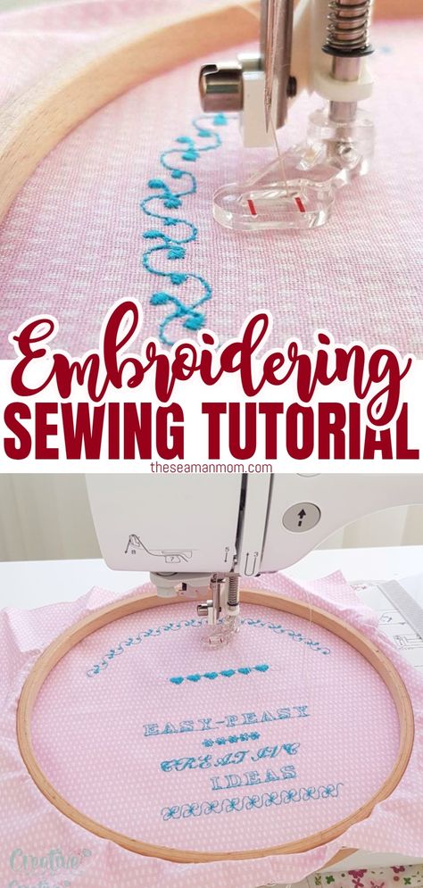 Embroidery is a beautiful way to add some personality and flair to your clothes, accessories, or home décor. It’s also a great way to show your loved ones that you care by stitching heartfelt messages onto their clothing. With the help of this guide, you’ll be able to learn everything there is to know about how to embroider with a sewing machine, in the comfort of your home! via @petroneagu Embroidering Machine, Sewing Machine Stitches, Machine Embroidery Tutorials, Fancy Embroidery, Colorful Hairstyles, Sewing Creations, Sewing Machine Embroidery, Handmade Projects, Free Motion Embroidery