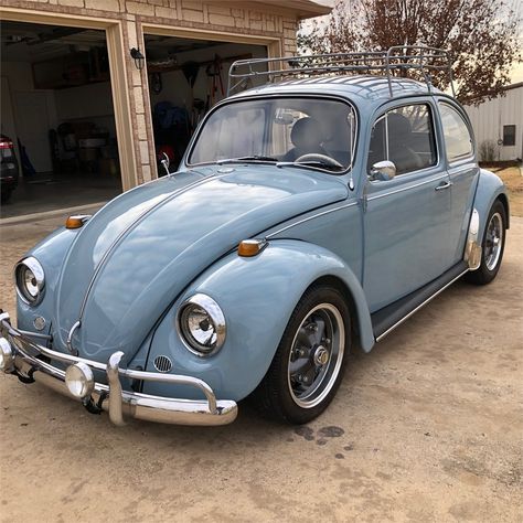 This 1967 Volkswagen Beetle received a body-off restoration in 2015 under previous ownership that involved the body being repainted, the floor pans being replaced, and the installation of new 15-inch wheels and tires as well as a roof basket and a lowered suspension. Inside, it was furnished with a new headliner and upholstery, modern front bucket seats, and an aftermarket stereo. Auction ends February 7th! Visit AutoHunter.com! 1967 Vw Beetle, Vw Beetle Accessories, Bug Car, Car Sit, Beetle Car, Roof Basket, Vw Aircooled, Vintage Volkswagen, Vw Campervan