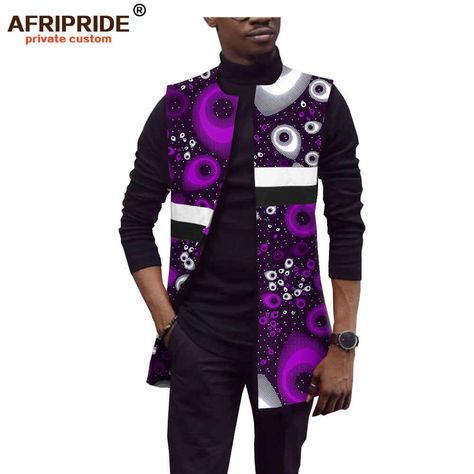 Kimono Fashion Ankara, Ankara Jacket Styles, Ankara Kimono Style, Sleeveless Jacket For Men, Ankara Jackets, Africa Clothing, Ankara Clothing, African Attire For Men, Fashion Traditional