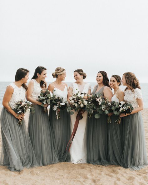 25 Two-Piece Bridesmaids' Looks #BridesmaidDresses #WeddingInspiration #WeddingIdeas #TwoPieceBridesmaidDresses | Martha Stewart Weddings - Trending Now: Two-Piece Bridesmaids' Looks Tulle Bridesmaids, Two Piece Bridesmaid Dresses, Bridesmaid Skirt, Beachfront Wedding, Bridesmaid Skirts, Modest Bridesmaid Dresses, Jenny Yoo, Martha Stewart Weddings, Long Bridesmaid Dresses