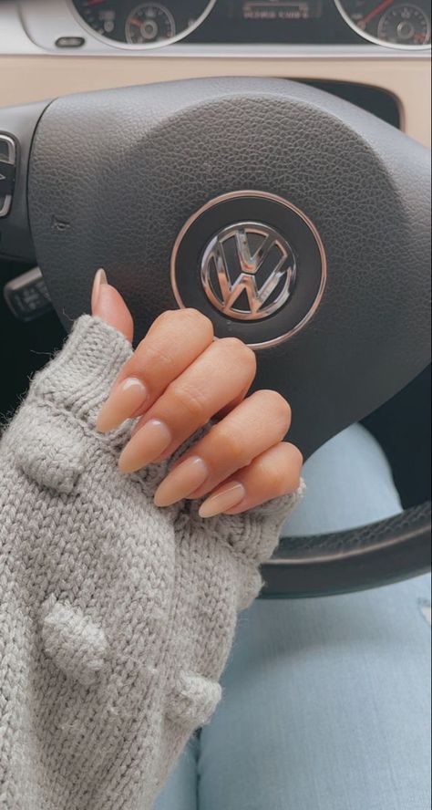 SNS nude natural almond nails Orange Nails Natural, Sns Almond Nails, Nail Ideas Sns, Almond Nails Nude Color, November Nails 2022, Brown And Orange Nails, Minimalistic Nails, Natural Almond Nails, Ongles Design