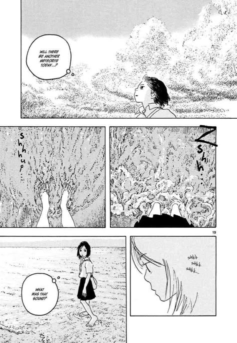 'Kaijuu no Kodomo' manga, chapter 4, page 19- Love the shifting sand. Really makes me want to go to the beach. Manga Beach Scene, Dersu Uzala, Daisuke Igarashi, Vintage Tv Shows, Children Of The Sea, Comic Tutorial, Meaningful Drawings, Comic Manga, Gothic Anime