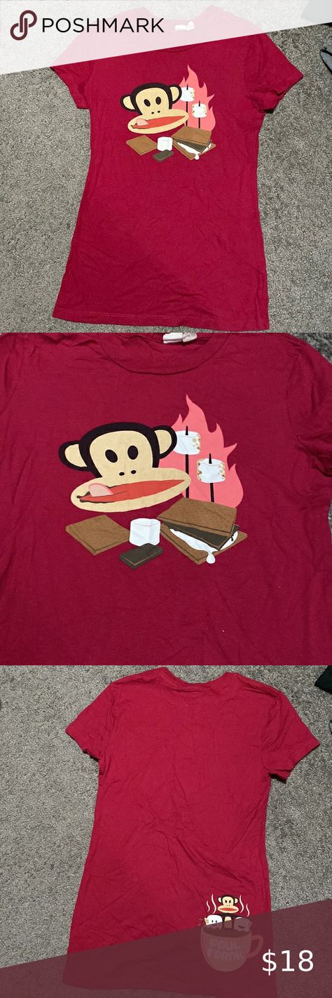 Paul Frank Red S’mores Monkey Cotton Tshirt Paul Frank Tshirt, Paul Frank, Red S, Cotton Tshirt, Red, T Shirt, Closet, Clothes Design