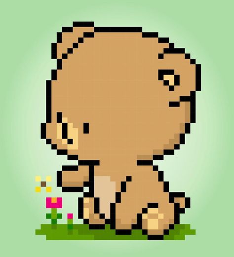 Pixel 8 bit brown bear sitting. Animal game assets in vector illustration. Teddy Bear Pixel Art, Pixel Art Bear, Bear Pixel Art, Vector Assets, Bear Sitting, Baby Sweater Patterns, Teddy Bear Picnic, Design Books, Baby Sweater