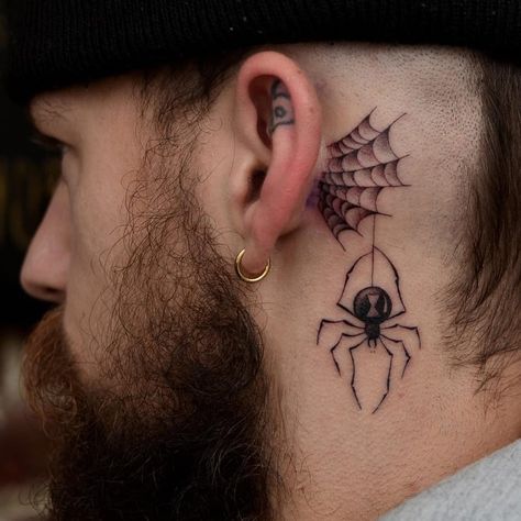 Spider tattoo by Florian Santus #FlorianSantus #traditional #oldschool #spider #blackandgrey | Sep 26th 2016 | 205786 Small Neck Tattoos, Spiderman Tattoo, Side Neck Tattoo, Tattoo Test, Web Tattoo, Back Of Neck Tattoo, Bull Tattoos, Neck Tattoo For Guys, Spider Tattoo