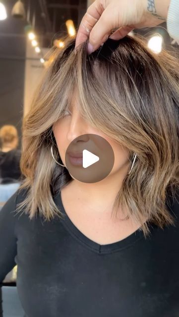 Lob With Balayage Brunettes, Balayage Bob Brunette, Brown Bob With Highlights, Bob With Highlights, Balayage Bob, Brunette Bob, Lob Haircut, Layered Bob, Balayage Brunette