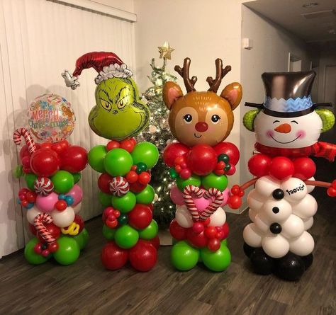 Balloon Decorations Diy Tutorials, Christmas Bouquets, Party Balloons Diy, Balloon Christmas, Balloon Bouquet Diy, Christmas Balloon Decorations, Balloon Tree, Holiday Balloons, Deco Ballon