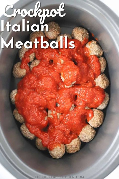 Easy Italian Meatballs Crockpot, Meatball In Crockpot Recipe, Meatballs Marinara Crockpot, Crockpot Spaghetti With Frozen Meatballs, Crockpot Meatballs In Marinara Sauce, Easy Crockpot Meatballs Frozen Italian, Pizza Meatballs Crockpot, Crockpot Meatballs For A Crowd, How To Cook Meatballs In Crockpot